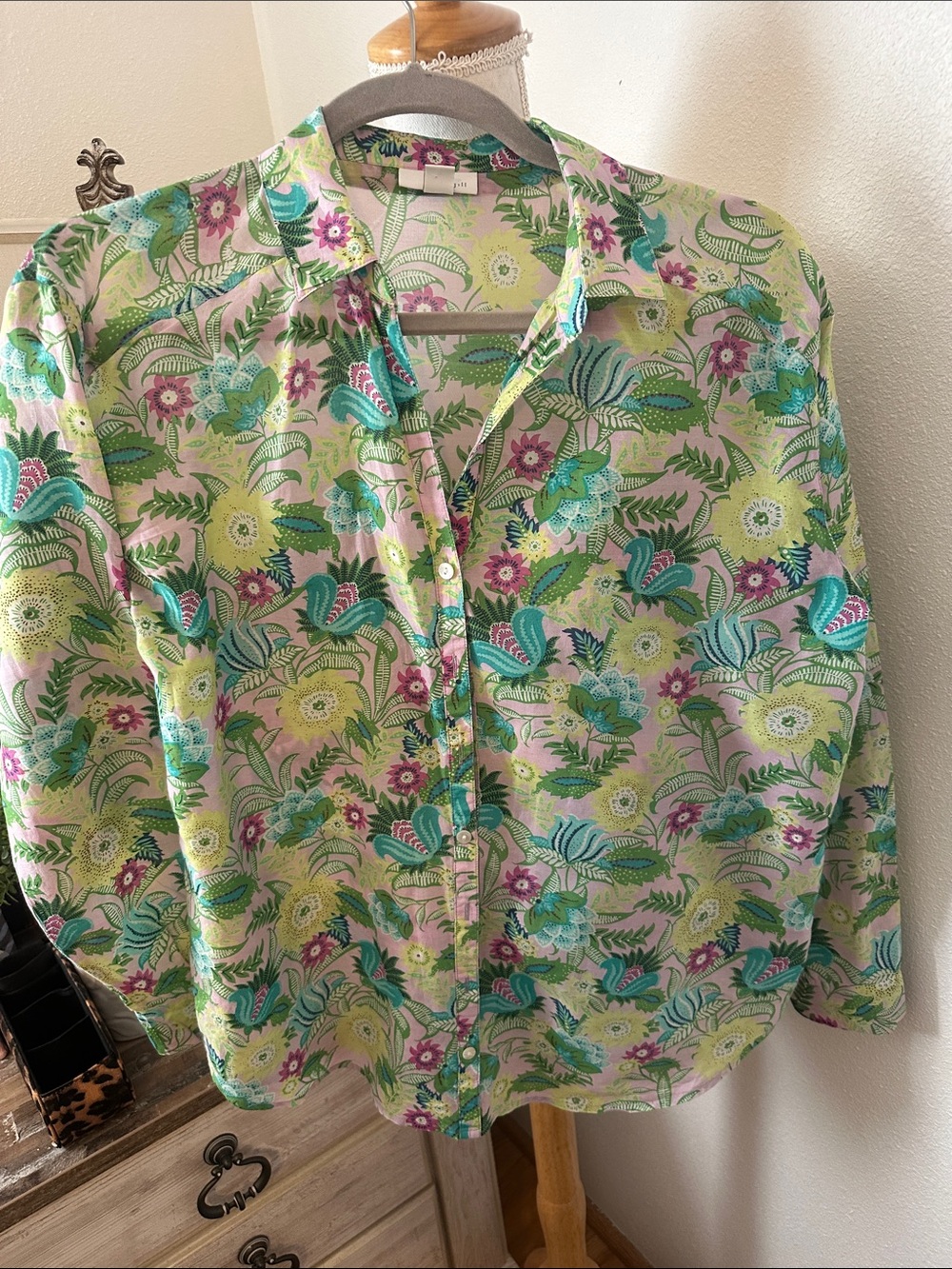 J. Jill Green Multi Floral Button-Down Shirt